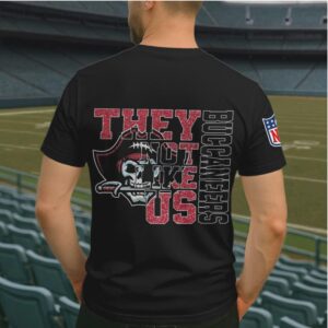 Tampa Bay Buccaneers “They Not Like Us” Black Tee Distressed Helmet Design