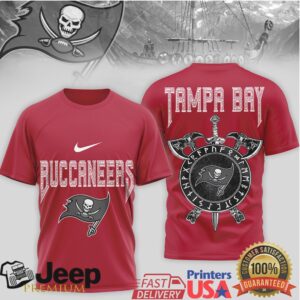 Tampa Bay Buccaneers Viking Longship & Pirate Skull Battle Tee Tampa Bay Buccaneers Viking Longship & Pirate Skull Battle Tee