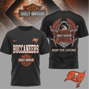 Tampa Bay Buccaneers x Harley Davidson Ride The Legend Black T Shirt Tampa Bay Buccaneers x Harley Davidson Ride The Legend Black T Shirt