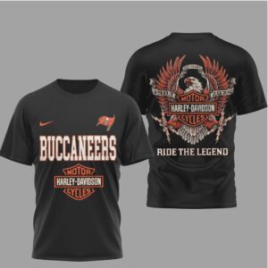 Tampa Bay Buccaneers x Harley Davidson Ride The Legend Black T Shirt