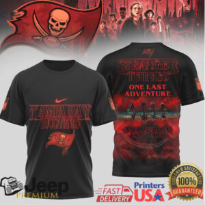 Tampa Bay Buccaneers x Stranger Things One Last Adventure Black T Shirt