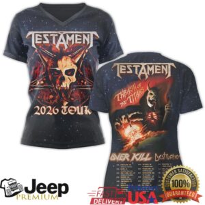 Testament Thrash of the Titans 2026 World Tour Schedule Hoodies and V Necks