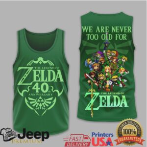 The Legend of Zelda 40th Anniversary Green Tank Top & Zip Hoodie