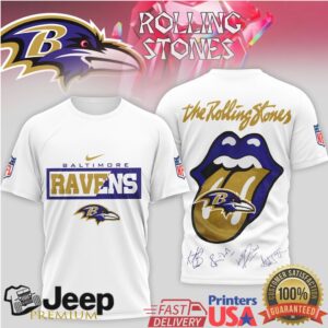 The Rolling Stones x Baltimore Ravens NFL Tongue Logo T Shirt