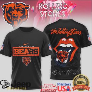 The Rolling Stones x Chicago Bears NFL Tongue Logo T Shirt The Rolling Stones x Chicago Bears NFL Tongue Logo T Shirt