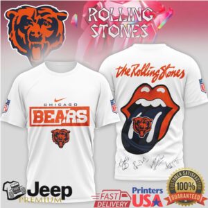 The Rolling Stones x Chicago Bears NFL Tongue Logo T Shirt