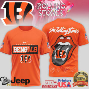 The Rolling Stones x Cincinnati Bengals NFL Tongue Logo T Shirt