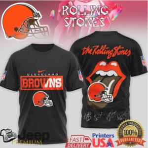 The Rolling Stones x Cleveland Browns NFL Tongue Logo T Shirt The Rolling Stones x Cleveland Browns NFL Tongue Logo T Shirt