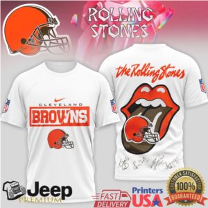 The Rolling Stones x Cleveland Browns NFL Tongue Logo T Shirt
