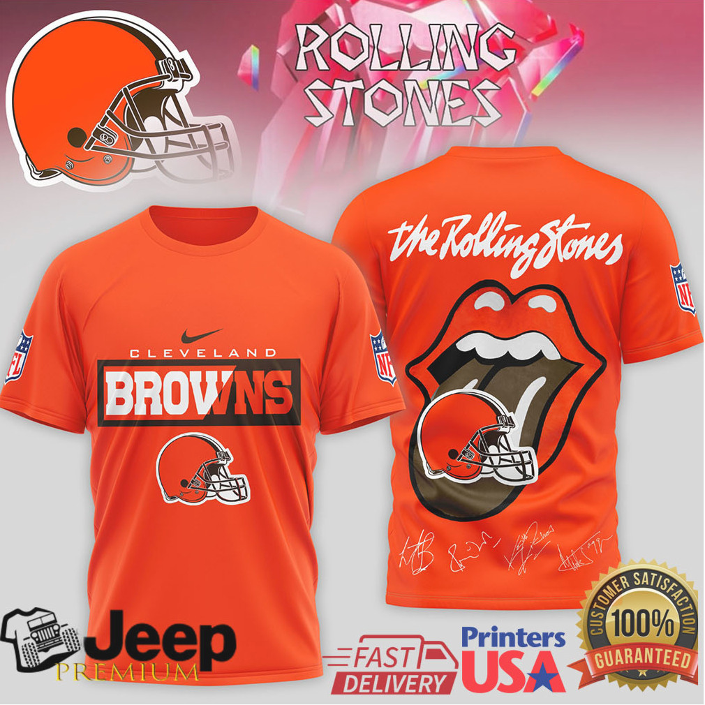 The Rolling Stones x Cleveland Browns NFL Tongue Logo T Shirt The Rolling Stones x Cleveland Browns NFL Tongue Logo T Shirt