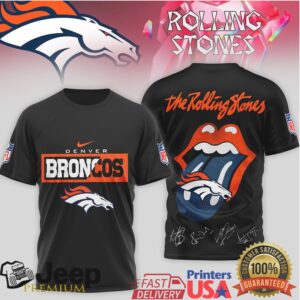The Rolling Stones x Denver Broncos NFL Tongue Logo T Shirt The Rolling Stones x Denver Broncos NFL Tongue Logo T Shirt