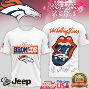 The Rolling Stones x Denver Broncos NFL Tongue Logo T Shirt