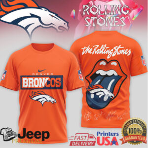 The Rolling Stones x Denver Broncos NFL Tongue Logo T Shirt