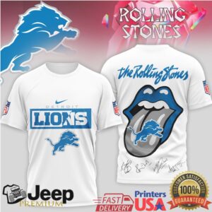 The Rolling Stones x Detroit Lions NFL Tongue Logo T Shirt