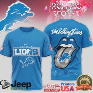 The Rolling Stones x Detroit Lions NFL Tongue Logo T Shirt