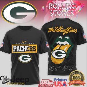 The Rolling Stones x Green Bay Packers NFL Tongue Logo T Shirt The Rolling Stones x Green Bay Packers NFL Tongue Logo T Shirt