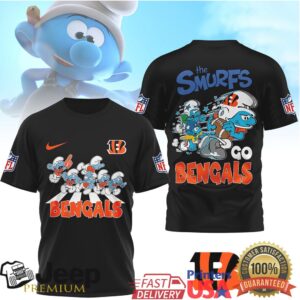 The Smurfs x Cincinnati Bengals NFL Graphic T Shirt The Smurfs x Cincinnati Bengals NFL Graphic T Shirt