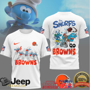 The Smurfs x Cleveland Browns NFL Graphic T Shirt