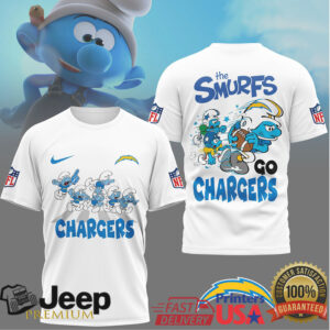 The Smurfs x Los Angeles Chargers NFL Graphic T Shirt