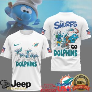 The Smurfs x Miami Dolphins NFL Graphic T Shirt The Smurfs x Miami Dolphins NFL Graphic T Shirt