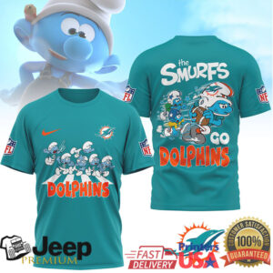 The Smurfs x Miami Dolphins NFL Graphic T Shirt