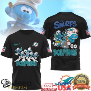 The Smurfs x Miami Dolphins NFL Graphic T Shirt