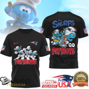 The Smurfs x New England Patriots NFL Graphic T Shirt