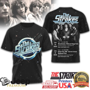 The Strokes 2026 Tour Dates Space Logo Black t shirt Sweatshirt