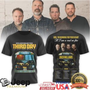 Third Day 30th Anniversary Tour 2026 All The Hits Zach Williams Guest T Shirt
