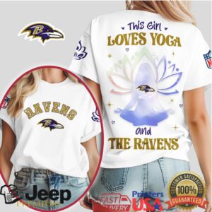 This Girl Loves Yoga and The Baltimore Ravens Mandala T Shirt