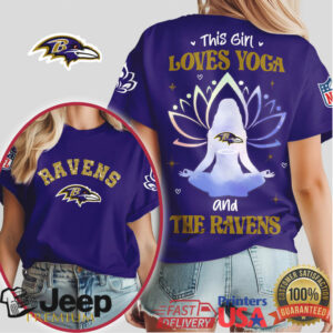 This Girl Loves Yoga and The Baltimore Ravens Mandala T Shirt