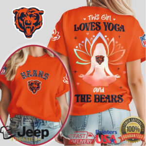 This Girl Loves Yoga and the Bears NFL Lotus Flower T Shirt