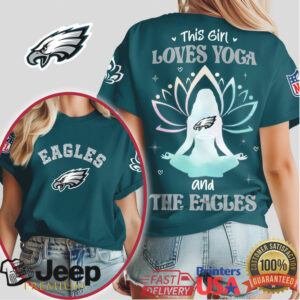 This Girl Loves Yoga and the Eagles NFL Spiritual Lotus Shirt