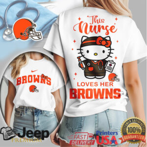 This Nurse Loves Her Browns Hello Kitty NFL Football T Shirt