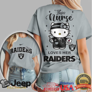 This Nurse Loves Her Raiders Hello Kitty NFL Football T Shirt