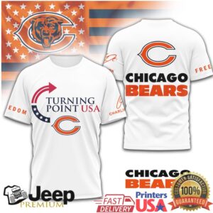 Turning Point USA Chicago Bears Freedom T Shirt Patriotic NFL Fan Gear