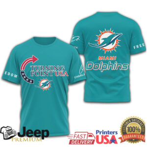 Turning Point USA Miami Dolphins Freedom T Shirt Patriotic NFL Fan Gear