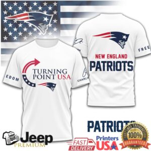 Turning Point USA New England Patriots Freedom T Shirt Patriotic NFL Fan Gear