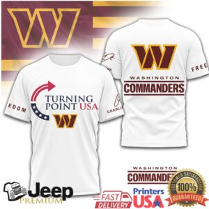Turning Point USA Washington Commanders Freedom T Shirt Patriotic NFL Fan Gear