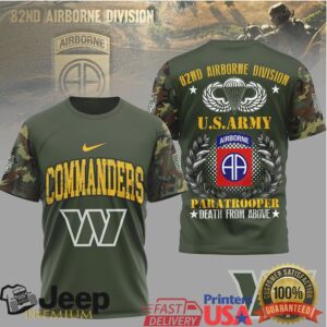 Washington Commanders 82nd Airborne Division US Army Paratrooper Military T Shirt Washington Commanders 82nd Airborne Division US Army Paratrooper Military T Shirt