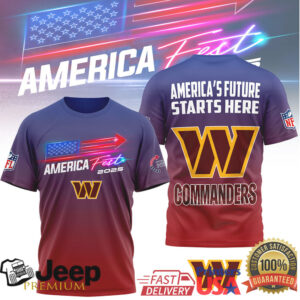 Washington Commanders America Fest 2025 Stars and Stripes Gradient Tee