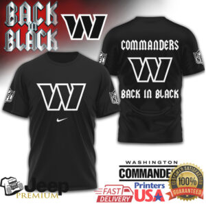 Washington Commanders “Back in Black” Bold Logo Black T Shirt