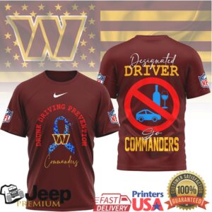 Washington Commanders Drunk Driving Prevention Designated Driver Shirt