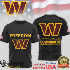 Washington Commanders Freedom American Flag Sleeve Performance Tee