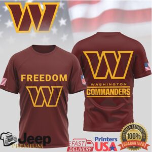 Washington Commanders Freedom American Flag Sleeve Performance Tee