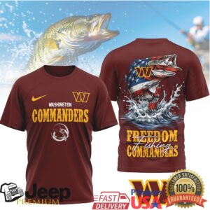 Washington Commanders Freedom Fishing Bass USA Flag T Shirt