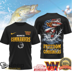 Washington Commanders Freedom Fishing Bass USA Flag T Shirt