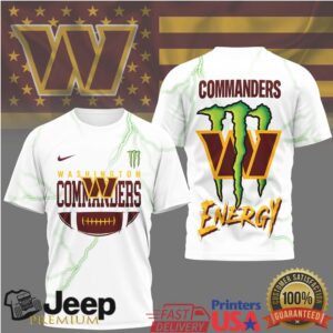 Washington Commanders Monster Energy 3D Lightning Sport Fans T Shirt Washington Commanders Monster Energy 3D Lightning Sport Fans T Shirt