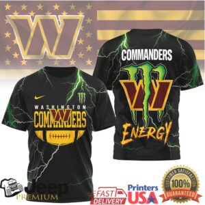 Washington Commanders Monster Energy 3D Lightning Sport Fans T Shirt