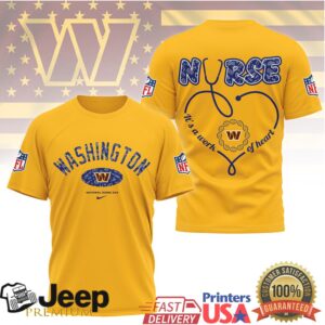 Washington Commanders Nurse Appreciation “Work of Heart” Stethoscope T Shirt